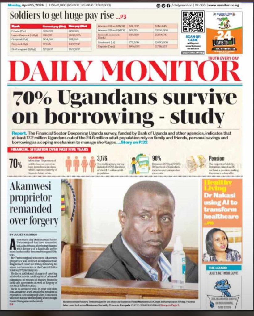 emmanuelokware_'s tweet photo. 70% of Ugandans survive on borrowing according to a publication on @DailyMonitor today. This is a manifestation of societies, groups and communities that exhibit income disability.

Financial inclusion should start from leveling the ground for the several income impaired persons - including certain categories of unemployed persons. An income maintenance systems is very import not only for welfare recipients but also stimulates domestic demand. These are the roles that should take up our fiscal responsibility as a nation.