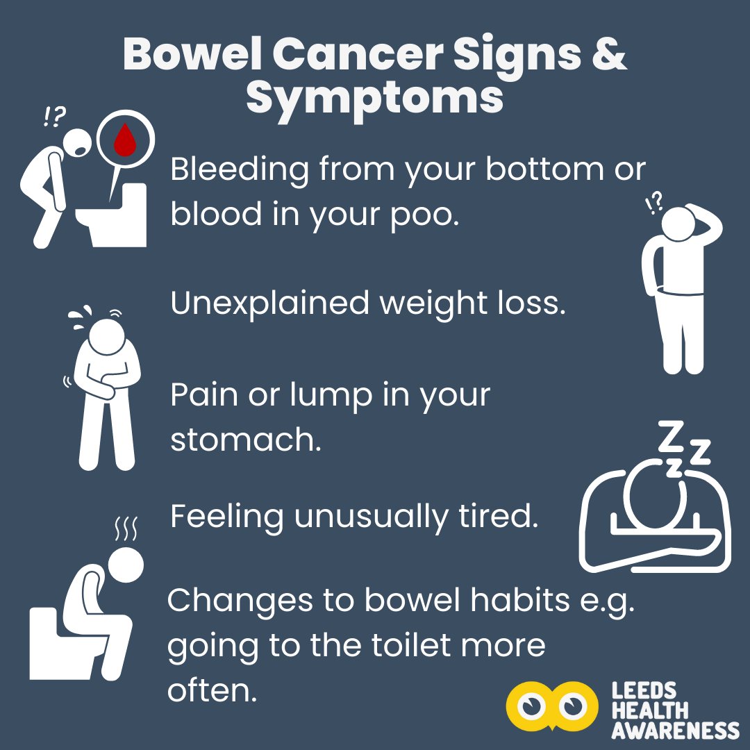 #BowelCancerAwarenessMonth! If you notice any potential signs of bowel cancer, speak to your GP. These symptoms are often caused by other non-cancerous health issues, but it is always best to get checked.❤ bowelcanceruk.org.uk