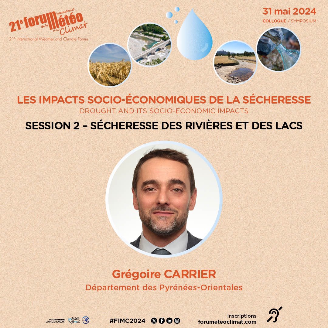 @lea__sanchez @AubertRaphaelle @RomainImbach @garydagorn @meteofrance @lemondefr 📌 #Sécheresse des Pyrénées-Orientales. On en parle le 31 mai avec Grégoire Carrier, DGA du Pôle des Territoires & Mobilités au Département #PyrénéesOrientales @leDepartement66 lors du #FIMC2024. 👉 forumeteoclimat.com/programme/coll…