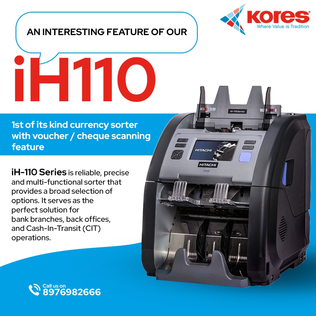 koresindia_ba's tweet image. Our iH110 redefines currency handling with its groundbreaking voucher/cheque scanning feature.

Trust in its reliability, precision, and versatility for seamless operations in bank branches, back offices, and CIT setups. 

💸 🤝 🏦

#ih110 #cashmanagement #cashsortingmachine