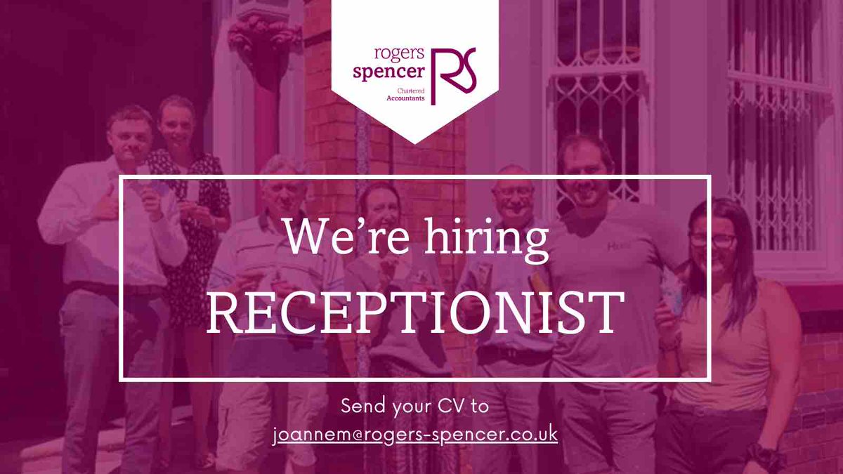 We’re searching for a part-time receptionist to join our amazing team!  You’ll be the first face our clients see, so a positive attitude and phone skills are a must.  Think you’ve got what it takes? Send your CV to joannem@rogers-spencer.co.uk

#NottinghamJobs