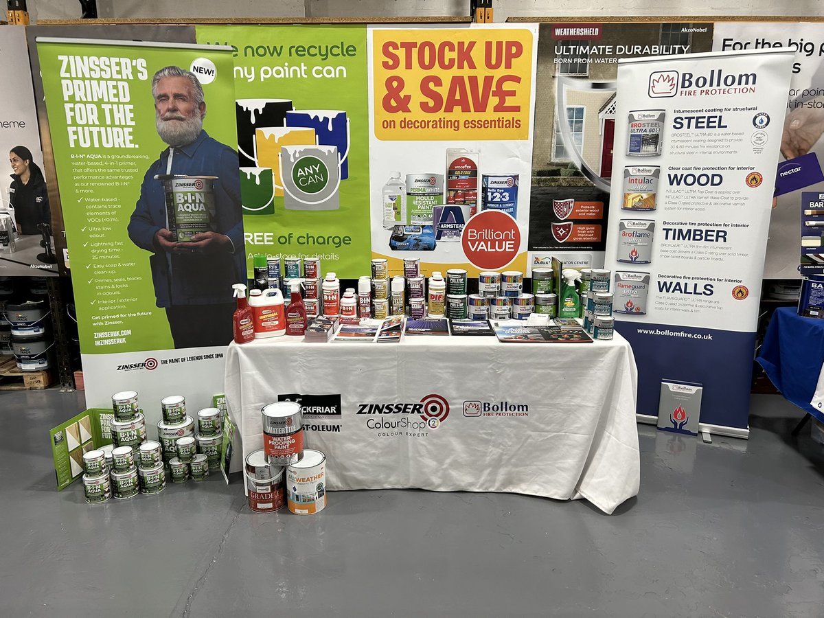 The weather is not great today but @zinsseruk &amp; @rustoleumeu have arrived at Dulux Decorating Centre in Leicester (LE2 7SZ), why not come down for some free advise and maybe a freebie or two!