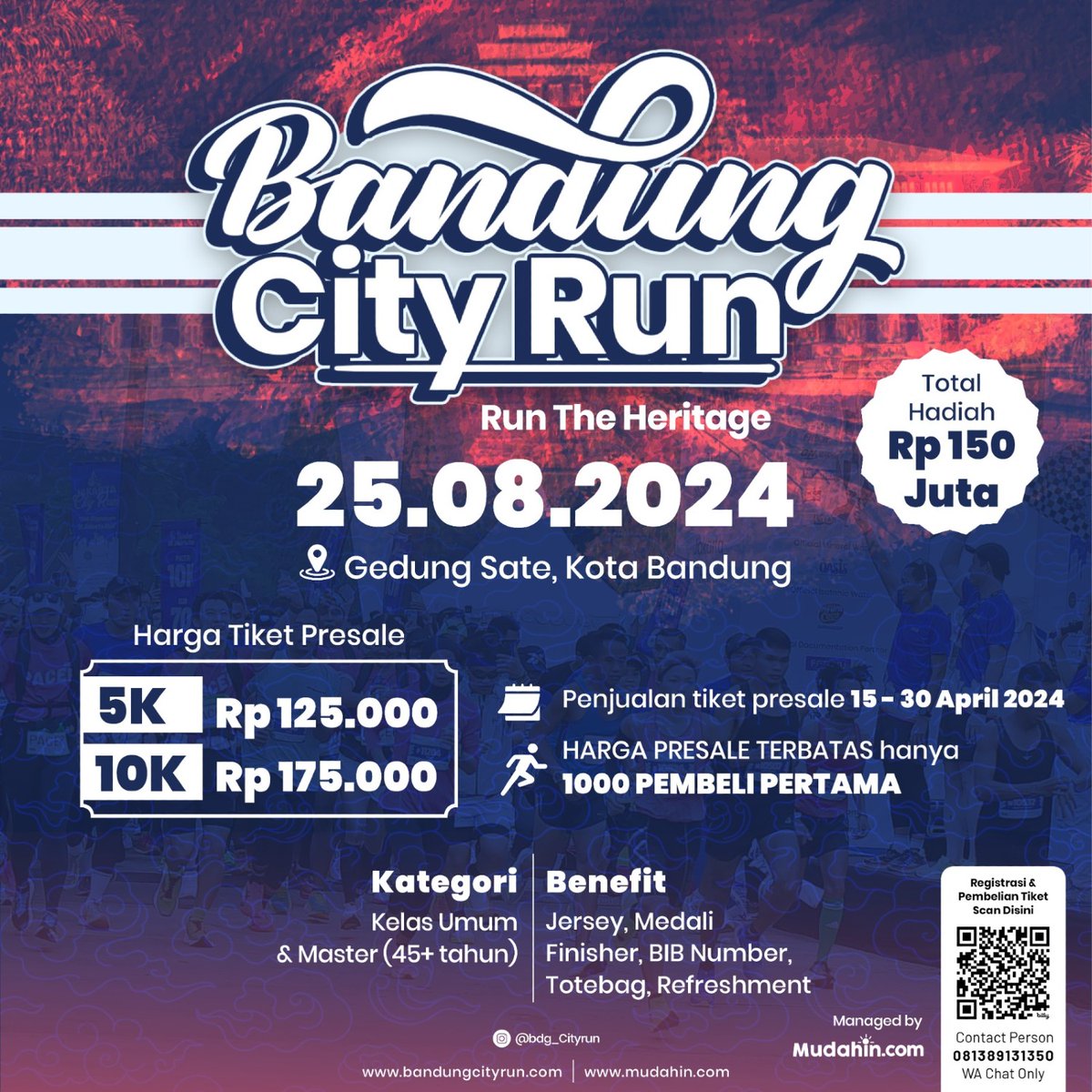 🔽
🌺 Bandung City Run
⏰ 25 Ags 2024
👟 5K/10K • Road Run
🍂 Bandung - Jabar
🖼 instagr.am/bdg_cityrun
💚
🥝 LariKu.info/BCR24 ⏪
🔺
🔺

••••
#BandungCityRun #RunTheHeritage #Mudahincom #Bandung #LariKuinfo #RoadRun #LombaLari #GedungSate #BDGcityrun #JawaBarat