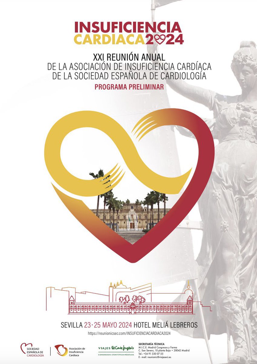 Recuerda que este año nos vemos en Sevilla! 👉 23 - 25 mayo 📆 ¡Reunión anual @ICardiacaSEC @secardiologia @AEEC_enfcardio! ➡️Toda la información en la web 🧑‍💻 reunionicsec.com/INSUFICIENCIAC… ➡️No olvides enviar tu comunicación 🤓 reunionicsec.com/INSUFICIENCIAC… ✅ Inscríbete !! 👌🏼😉