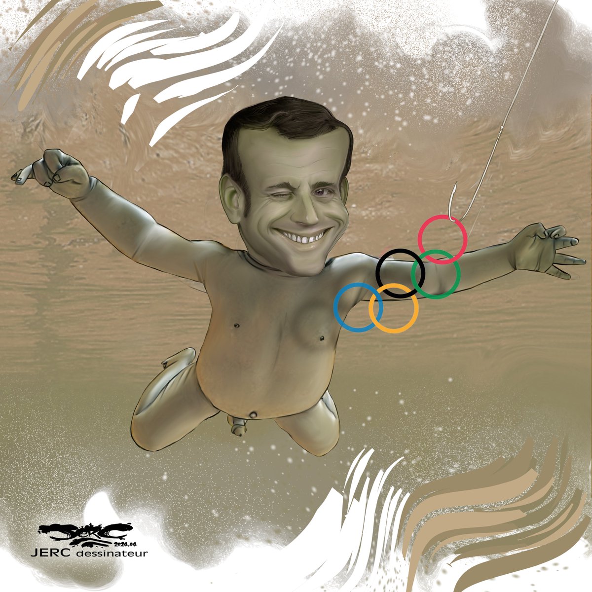 dessin de @dessingraffjerc du lundi 15 avril 2024
Caricature Emmanuel Macron dans la seine  
- LE NIRVARAT -
facebook.com/jercdessin
jerc-tbm.com
#Macron  #Rigueur #AssuranceChomage #Deficit #JO #macronie #seine #baignade #Paris2024