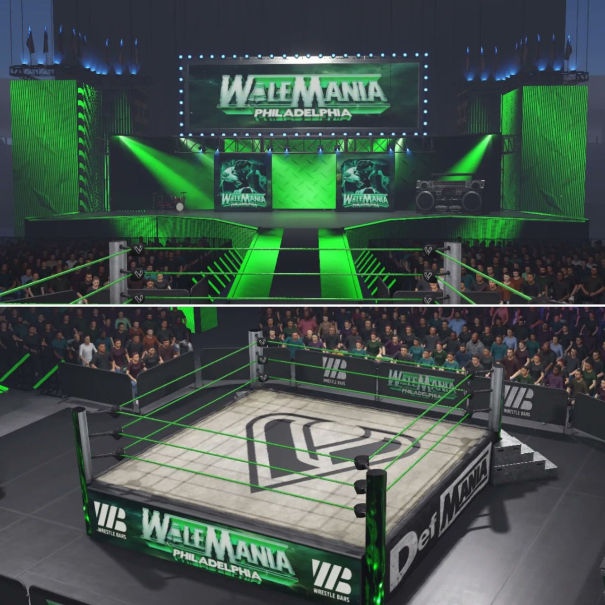 CJ_CAD50's tweet photo. WaleMania x DefMania venue &amp; Championship Belts available on #DefJam2k24 #DefJamWorldWar 
@DefJam
@Dre41Gaming 
@WrestleBars
@Wale 
@wwegames

Tags:
#DefJamVendetta2k24
#DefJamWaleMania
#CAD50ScorpionSoldier
#WrestleBars https://t.co/jicsoFfNmK