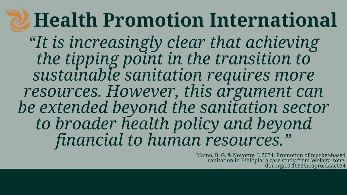 🔔 NEW at Health Promotion International 'Our research suggests that market-based sanitation alone will not suffice to improve sanitation in Ethiopia.' Read more: doi.org/10.1093/heapro…