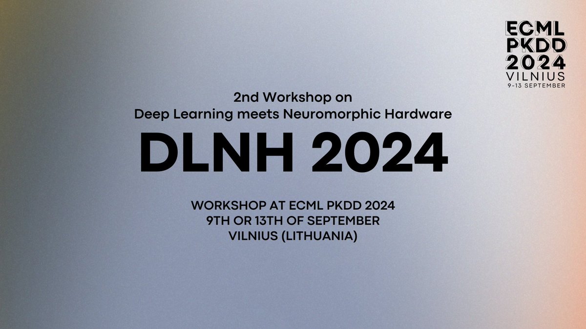 CfP: 2nd International Workshop on
Deep Learning meets Neuromorphic Hardware (DLNH) event located at the @ECMLPKDD 2024. Learn more about Neuromorphic Hardware for AI!
@claudiogallicc1 @Milano_Gian