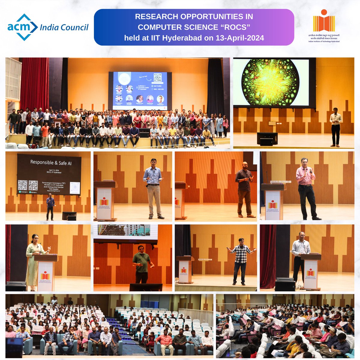 CSE IITH conducted the ACM workshop on Research Opportunities in Computer Science (ROCS) to raise awareness about the research opportunities available in the growing field of computer science broadly and also specifically in India. There were expert talks covering research