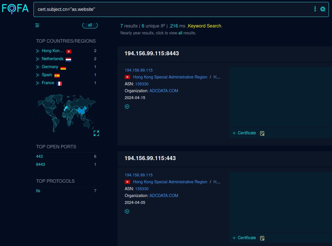 Cyberteam008's tweet image. #Fofabot Query for #APT41 / #Barium #APT Infra

Query: cert.subject.cn="as.website"

Link: en.fofa.info/result?qbase64…

Infra:
194.156.99[.]115
173.199.71[.]210
45.77.65[.]219
107.191.47[.]199
185.174.172[.]41
65.20.98[.]31
195.85.250[.]254

#Malware #ioc #CTI
