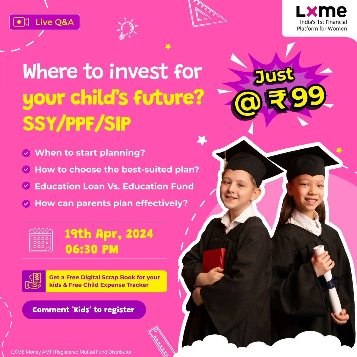 Dragon slayer, footballer, or president, let your lil’ ones dream big and make sure they are able to achieve them.✨⭐

Click on the link to register for our ‘Where to invest for your child’s future’ Session happening on 19th April:
rzp.io/l/Childeducati… 

 #lxme