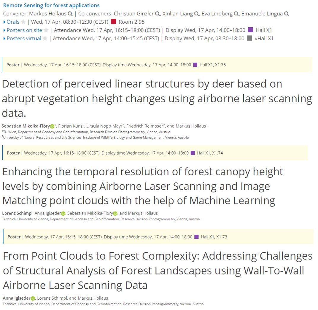 #EGU24 kicked off in #Vienna - a homerun for our group, as always. This year, we're prominently featured in session BG9.2, focusing on RS for forest applications. Drop by and say hi Wednesday! 👋👇meetingorganizer.copernicus.org/EGU24/session/…