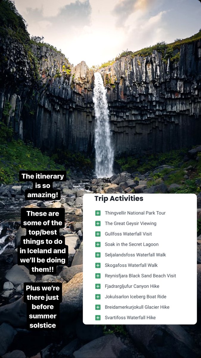 **Please share with anyone who might be interested** Interested in joining us in Iceland?! There are only **5 days left** to book and only 4 spots left! Dates: June 7-12, 2024 Cost: $3599 USD, does not include flights trovatrip.com/trip/europe/ic…