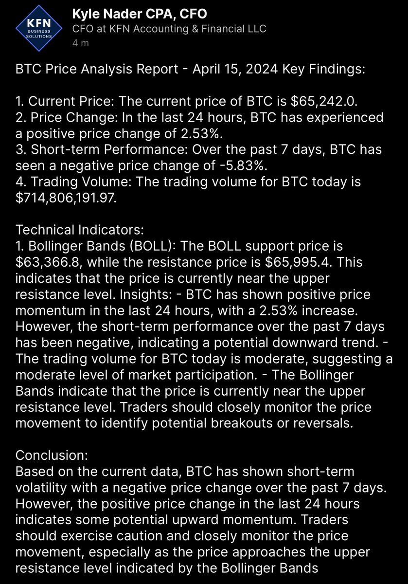 KFN_CPA's tweet photo. Bitcoin price analysis report - April 15th https://t.co/JZhmoMNJGU