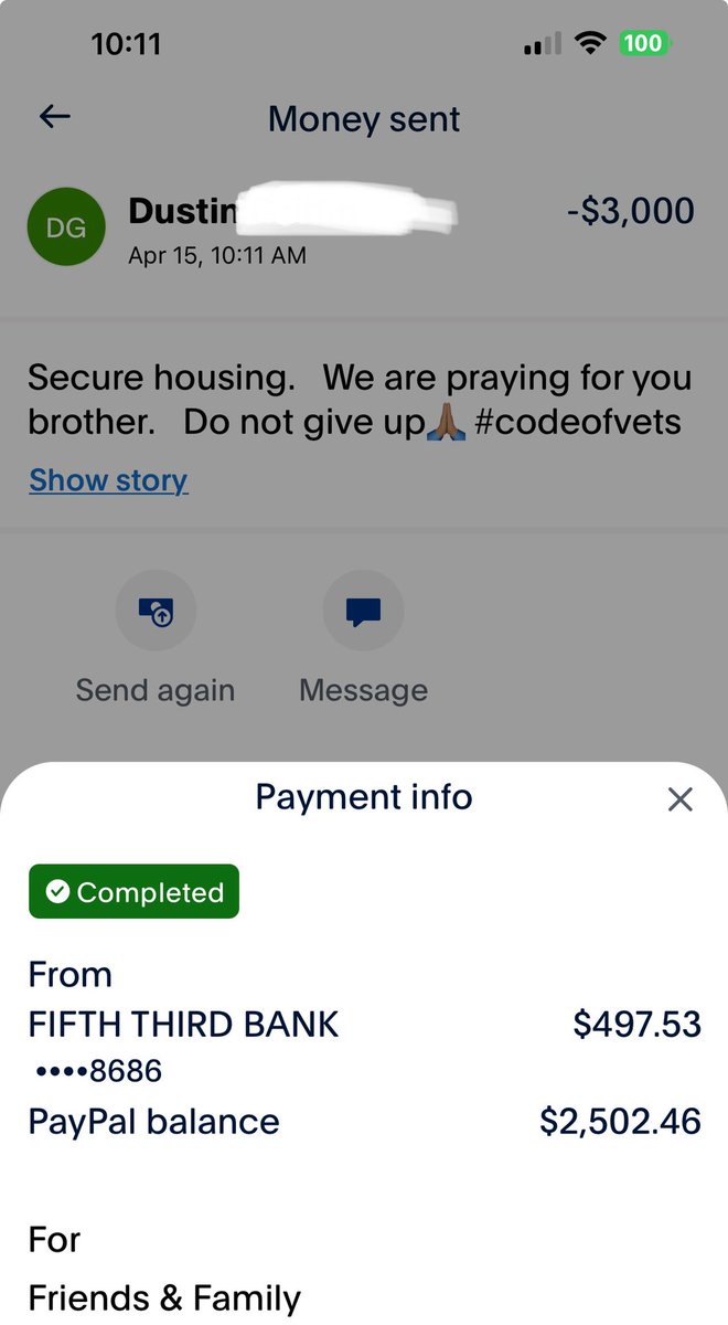 MISSION ACCOMPLISHED in one hour… Please pray for this dad vet. He is really struggling. One veteran at a time. #codeofvets