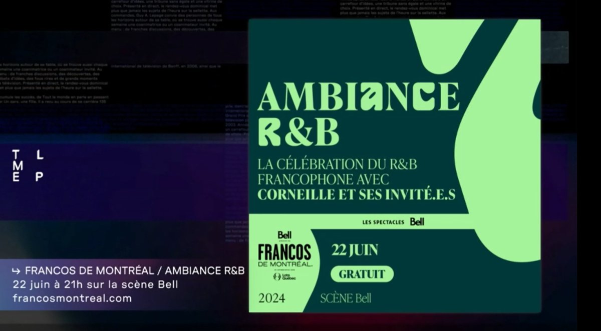 La célébration du R&amp;B francophone avec <a href="/corneillemusic/">Corneille</a> et ses invité(e)s, le 22 juin 2024 aux <a href="/FrancosMTL/">Francos de Montréal</a>
