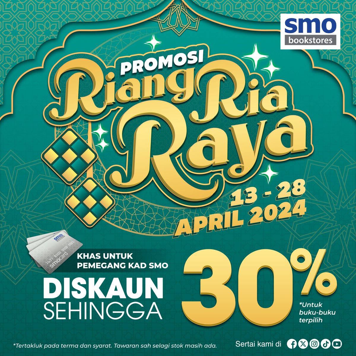 Raya menjelang lagi, semua saudara mara pun dah tiba di kampung 😍 Bila dah berkumpul ramai-ramai ni, barulah rasa 𝗥𝗜𝗔𝗡𝗚 𝗥𝗜𝗔 𝗥𝗔𝗬𝗔 tu 🥰 

📍 𝗟𝗼𝗸𝗮𝘀𝗶 𝗦𝗠𝗢 𝗕𝗢𝗢𝗞𝗦𝗧𝗢𝗥𝗘𝗦: smobookstores.com/store-locator 
🌐𝗣𝗲𝗺𝗯𝗲𝗹𝗶𝗮𝗻 𝗢𝗻𝗹𝗶𝗻𝗲: beacons.ai/smobookstores