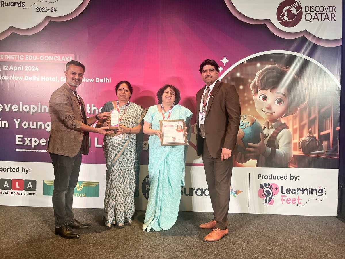 IN_NCSDelhi's tweet photo. #AestheticSchoolAward 2023-24 by Learning Feet for '#ExperientialLearning through #SportsIntegration' was presented to #NCSDelhi on 12 Apr 24. Such honours reinforce our resolve to remain steadfast in the efforts towards #HolisticEducation in true spirit of #NEP2O20. https://t.co/rJkZj3Wa6D