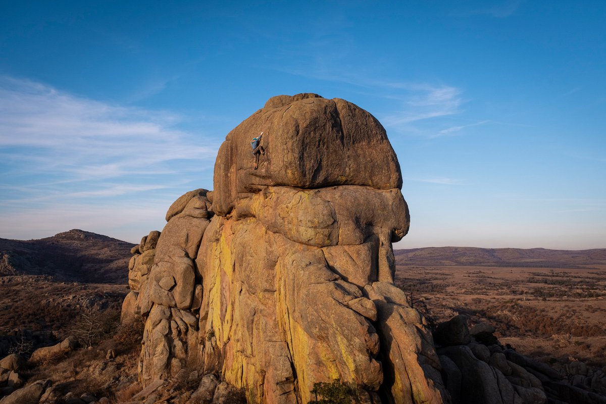 Grahm Hornsby doing OK in Oklahoma, getting the coveted golden hour send of Moby Dick in the Wichita Mountains Wildlife Refuge. Photo: Daniel Poulain