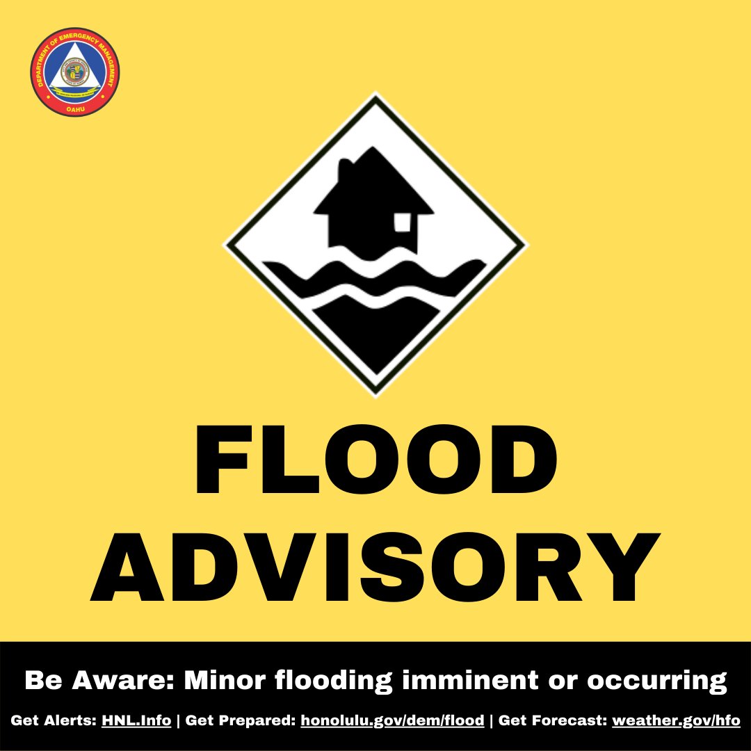 Flood Advisory for Oahu until 7:15PM Sunday. web1.hnl.info/hnlalerts/web-…