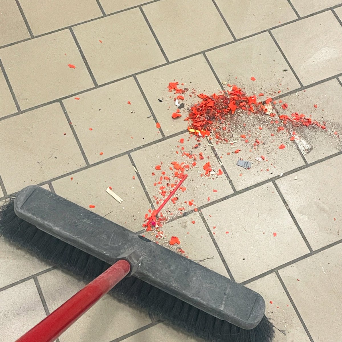 Sweeping up the remains of another 12 hour day at @MoundWestonkaHS ! #mwhspride #tonkabots #frc #frcrobotics #team6147