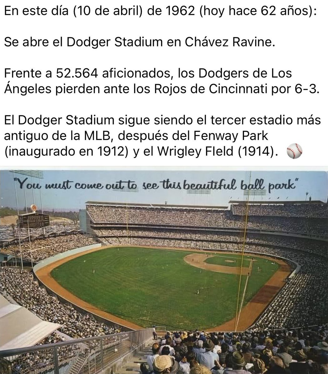 62 años del Dodger Stadium 🏟️🧢 #dodgerstadium #Dodgers #chavezravine @Dodgers