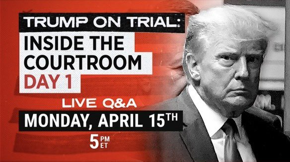 Tomorrow at 5pm ET after Day One of Trump’s criminal trial: @KatiePhang hosts special livestream MSNBC on YouTube w me and others LINK: youtube.com/watch?v=Gb5JRH…