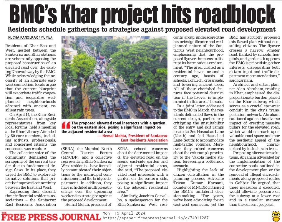 #Mumbai #Khar BMC's Khar East West elevated Road Hits Roadblock. Residents gather to voice opinions.