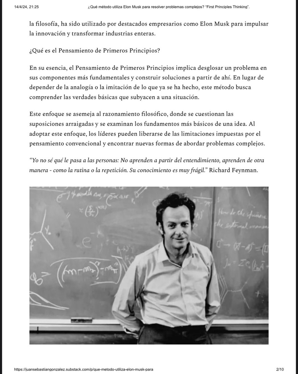 ¿Qué método utiliza Elon Musk para resolver problemas complejos? 

“First Principles Thinking”