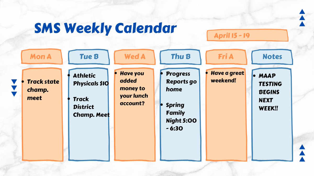Here is what’s happening at SMS this week! #TeamDCS #ChargingTowardExcellence