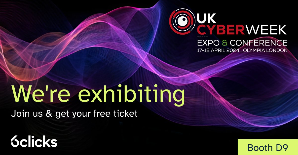 6clicks will be at the @UKCyberWeek Expo and Conference 2024! Join us on April 17-18 at Olympia London, where we'll be exhibiting at stand D9. Come meet us and see how our #AI-powered #GRC platform can elevate your #cybersecurity strategy: ow.ly/l3aC50ReAlO @olympiaeventsuk