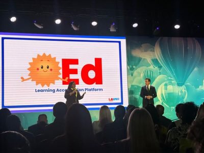 allherek12's tweet photo. Joanna Smith-Griffin, Founder and CEO of AllHere, joins @LAUSDSup on stage as he delivers the keynote at @asugsvsummit on Unlocking the Potential of AI. With Ed, students receive personalized support to help them excel in school. #EdTech #NextGenEd https://t.co/iU9xta3B8M