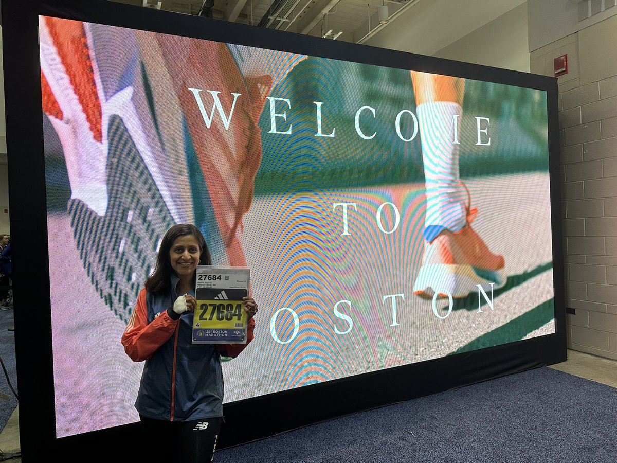 Taking the day off from #Oncology @MGHCancerCenter attempting my 1st marathon which happens to be @bostonmarathon 2 weeks post fall w/ new bionic wrist. Running for @colinjoyproject & couldn’t be more inspired & motivated despite a bumpy two weeks! Let’s do this 💙💛💙. 🧡🤍💚