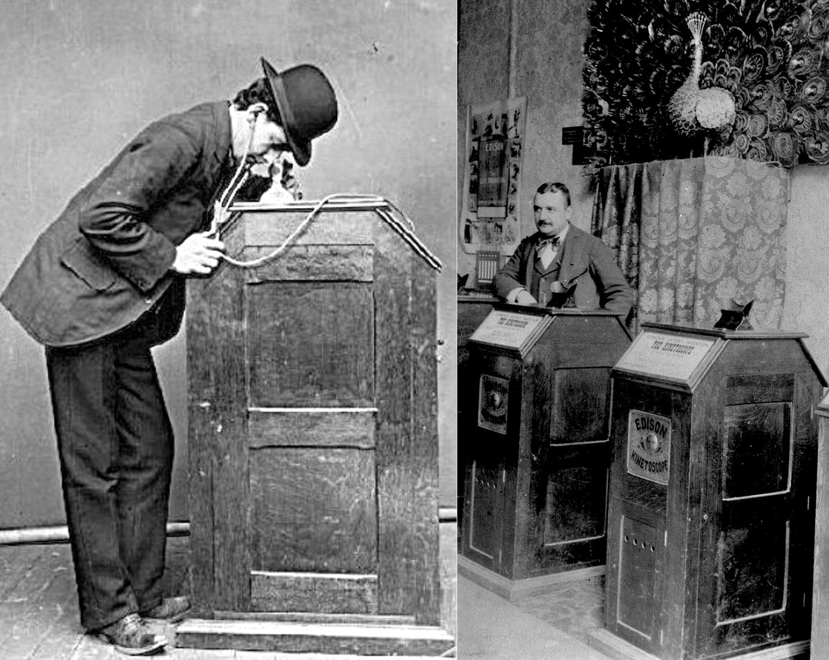 Happy 130th anniversary to “going to the movies”! 🎞️ The first Edison Kinetoscope parlor opened in New York City #OnThisDay in 1894. Price: 25 cents for 5 films (but they were only 15-20 seconds long).