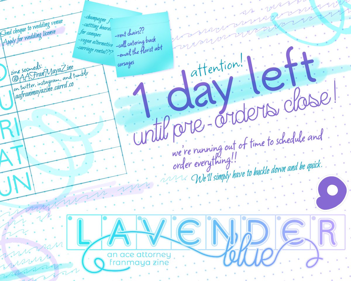 📑 IT'S YOUR LUCKY DAY -

Due to the fact that our SocMed Mod (yours truly) is extremely bad at counting, we get another day! This #AceAttorney #Franmaya fanzine's online store will actually be closing TOMORROW, April 15, at 11:59 PM CST! Huzzah! 

💙 aafranmayazine.bigcartel.com 💜