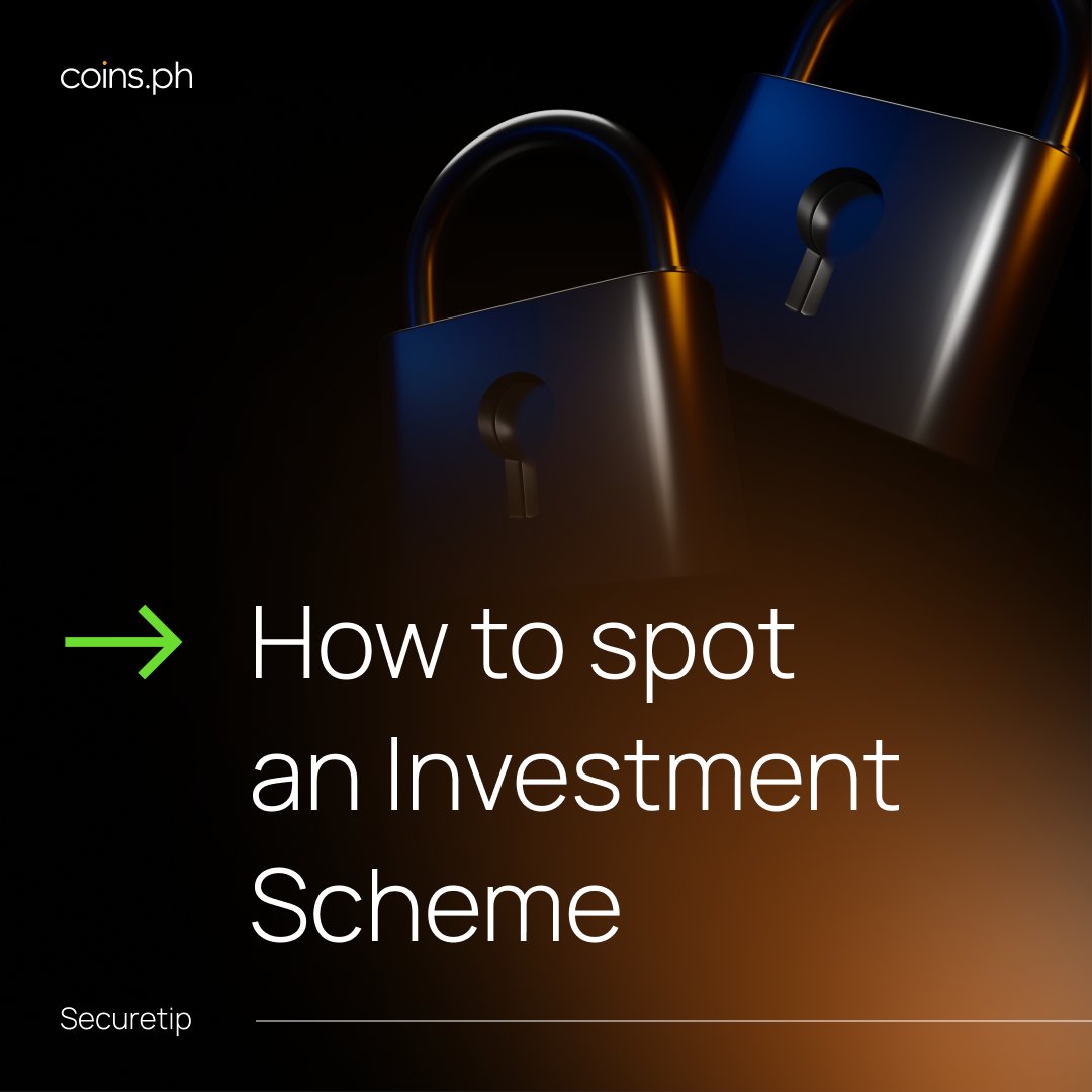 coinsph's tweet photo. #SecureTip: Beware of Investment schemes!
If you spot anything suspicious or encounter investment scams and fake https://t.co/nwbIOfGZon pages, please inform us immediately at help@coins.ph. Stay vigilant and help keep the Coins Community safe and secure!
https://t.co/nwbIOfGZon is not affiliated with any investment companies, and we encourage all our customers to be vigilant and do their due diligence before making any investments.
#SecurityTips #CoinsPH
🧵(1/6)