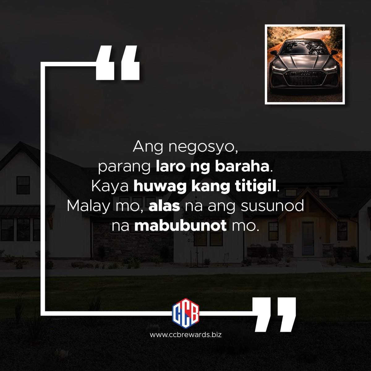ccbrewards's tweet photo. "Ang negosyo, parang laro ng baraha. Kaya huwag ka titigil. Malay mo, alas na ang susunod na mabubunot mo."

#ccb #cashback #ccbglobalrewards https://t.co/yJd06bUK3X