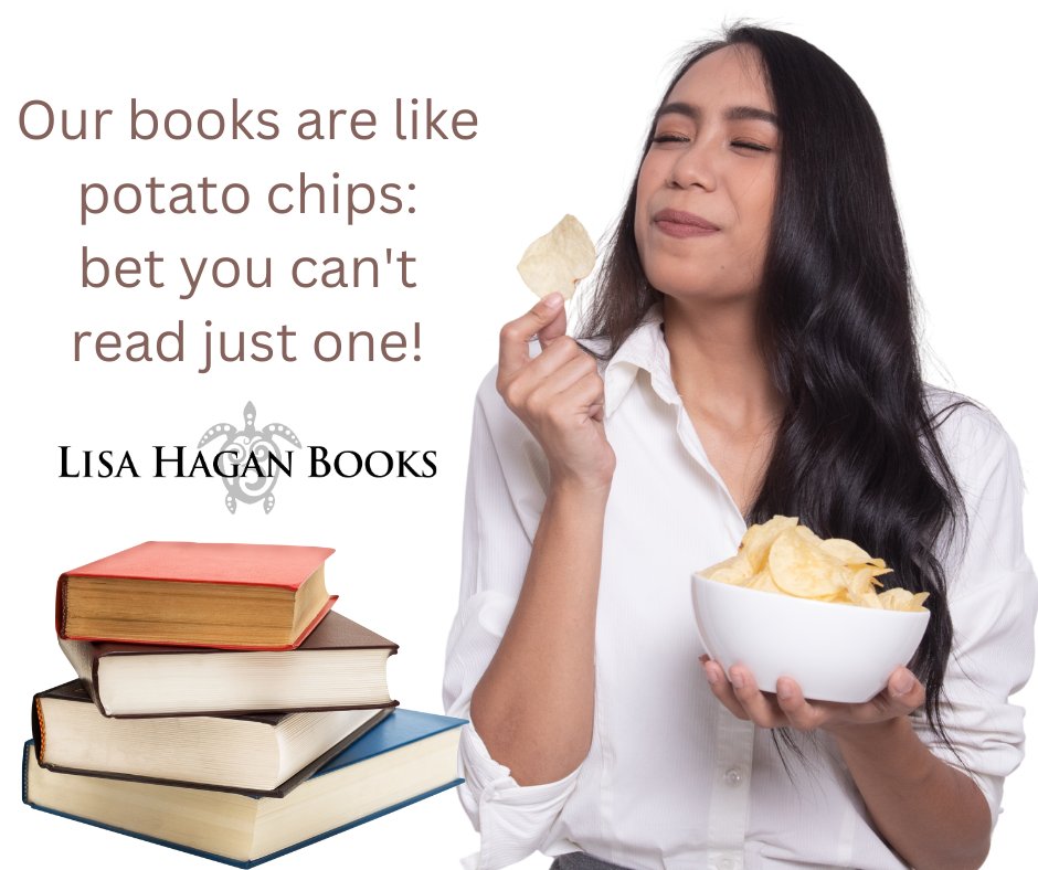 Our books are like potato chips: bet you can't read just one! 🥔
📚 LisaHaganBooks.com

#BookAddictProblems #OneMoreChapter #reading #bookaddict