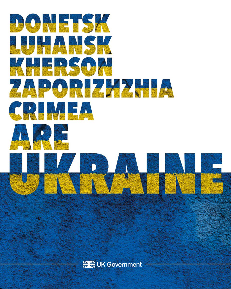 🇺🇦🔱Crimea is Ukraine🔱🇺🇦

🇺🇦🔱Luhansk is Ukraine🔱🇺🇦 

🇺🇦🔱Donetsk is Ukraine🔱🇺🇦

🇺🇦🔱Melitopol is Ukraine🔱🇺🇦

🇺🇦🔱Berdyansk is Ukraine🔱🇺🇦

🇺🇦🔱Zaporizhzhia is Ukraine🔱🇺🇦

🇺🇦🔱Kherson is Ukraine🔱🇺🇦

🇺🇦🔱Mariupol is Ukraine🔱🇺🇦