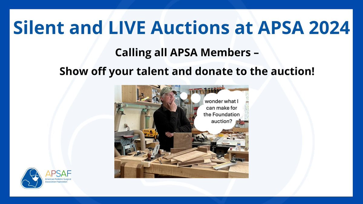 Don't miss out on the silent and live auctions at #APSA24! We are excited to host our first ever live auction featuring special handmade items from APSA’s President. Help support our mission by making a bid: buff.ly/3UeGOkm or donating an item: buff.ly/3Q2LebF