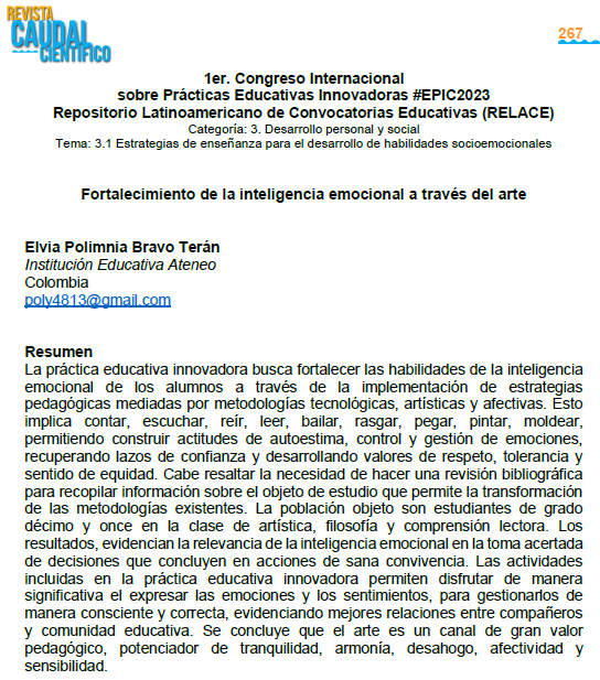 relaceorg's tweet image. No te pierdas el artículo de Elvia Polimnia que explora cómo el arte puede fortalecer nuestras habilidades emocionales, publicado en la revista Caudal Científico como parte de #EPIC2023.
Consulta el número completo en el siguiente enlace:
sites.google.com/.../revistacau…