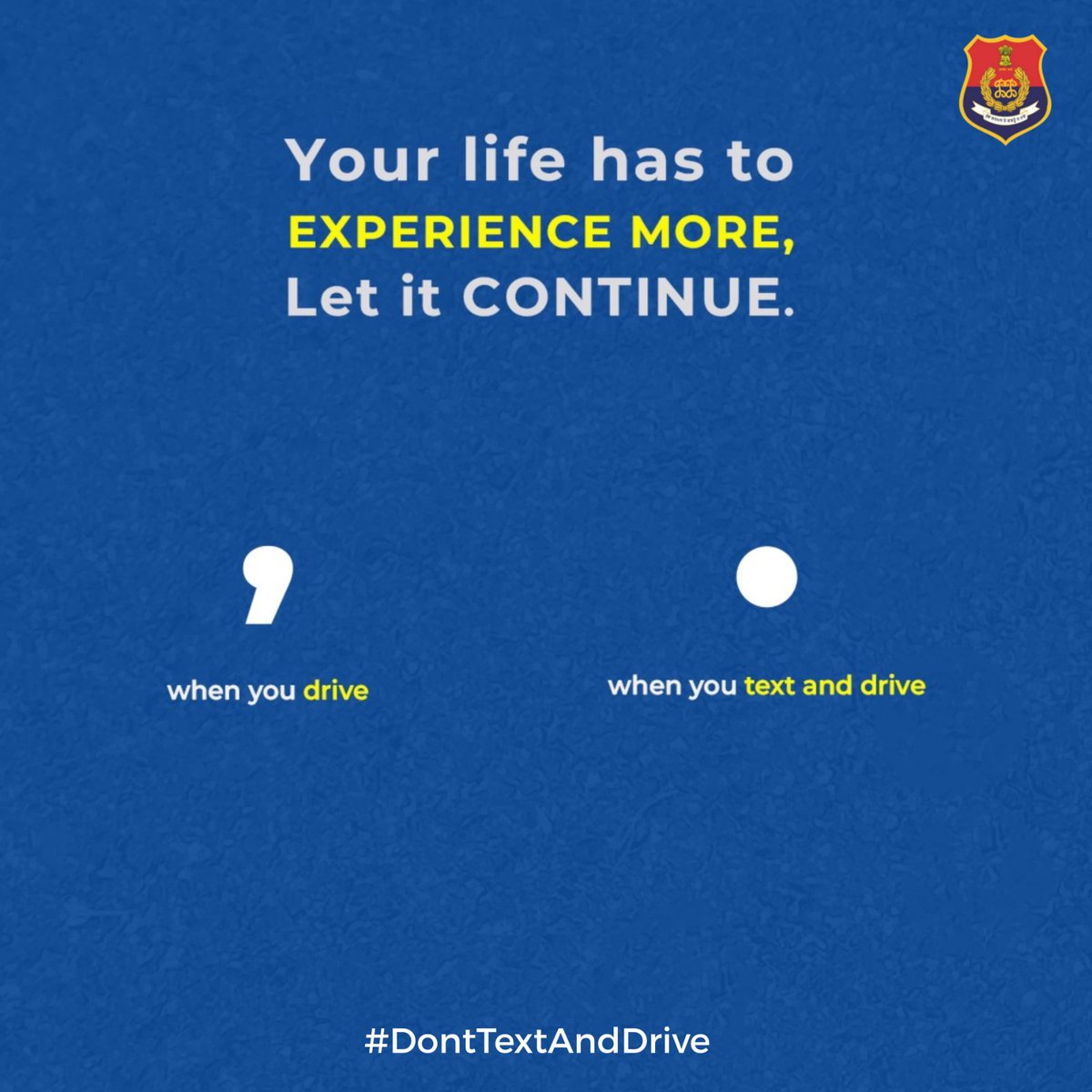 PunjabPoliceInd's tweet photo. Life's journey is for more experiences. Keep moving, but remember: When you're behind the wheel, your focus should be on the road, not your phone. #RoadSafety #FollowTrafficRules

ਜ਼ਿੰਦਗੀ ਦਾ ਸਫ਼ਰ ਵਧੇਰੇ ਅਨੁਭਵਾਂ ਲਈ ਹੈ। ਪਰ ਯਾਦ ਰੱਖੋ: ਡ੍ਰਾਈਵਿੰਗ ਕਰਦੇ ਸਮੇਂ, ਤੁਹਾਡਾ ਧਿਆਨ ਸੜਕ 'ਤੇ ਹੋਣਾ ਚਾਹੀਦਾ ਹੈ, ਤੁਹਾਡੇ ਫ਼ੋਨ 'ਤੇ ਨਹੀਂ। 
ਸੁਰੱਖਿਅਤ ਡਰਾਈਵ ਕਰੋ, ਸੁਰੱਖਿਅਤ ਰਹੋ!