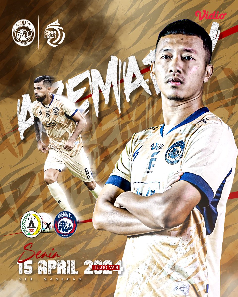 Siap untuk merebut 3 poin!🦁✊💙 #AREMADAY ⚽ PSS vs AREMA FC 📅 Senin, 15 April 2024 ⏰ Kick Off 15:00 WIB 🏟️ Stadion Manahan 📺 Live: Vidio #BismillahBangkit #aremafc #aremania #salamsatujiwa #BriLiga1