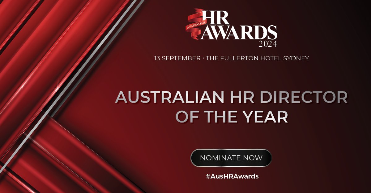 We are on the lookout for the next Australian HR Director of the Year awardee at the 2024 #AusHRAwards. Do you have someone in mind? Nominate now! Nominations close on Friday, 17 May 2024. Nominate here: hubs.la/Q02sMXyj0 #HRExcellence #HRRecognition #BestinHR
