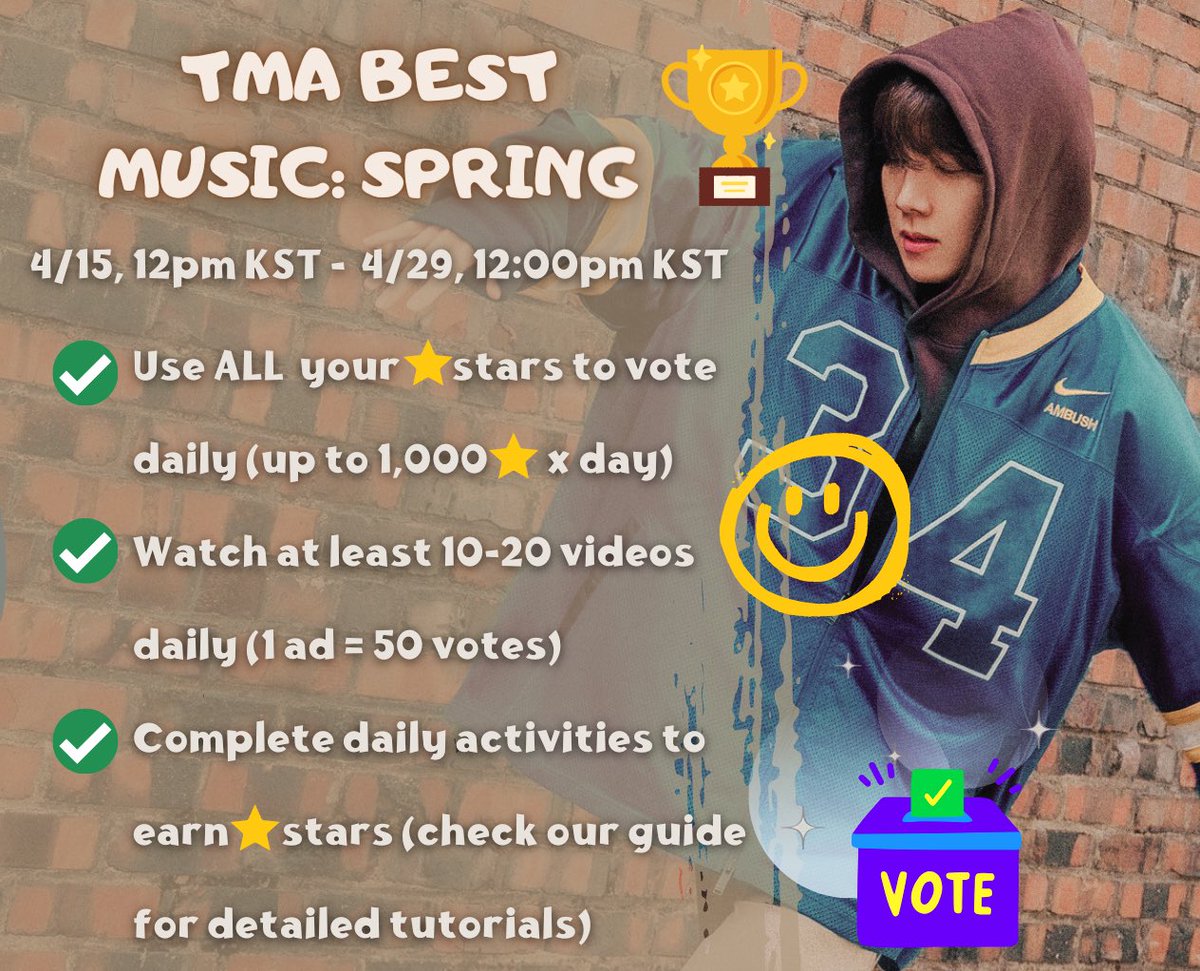 [🗳] 2024 THE FACT MUSIC AWARDS: Best Music: Spring🌸 The final vote has begun! This is our one chance to win a prize for #jhope and NEURON! He will be back by then and will be able to attend and receive this award! Let’s go!🫡 🗓 4/15, 12pm KST ~ 4/29, 12pm KST 🔗