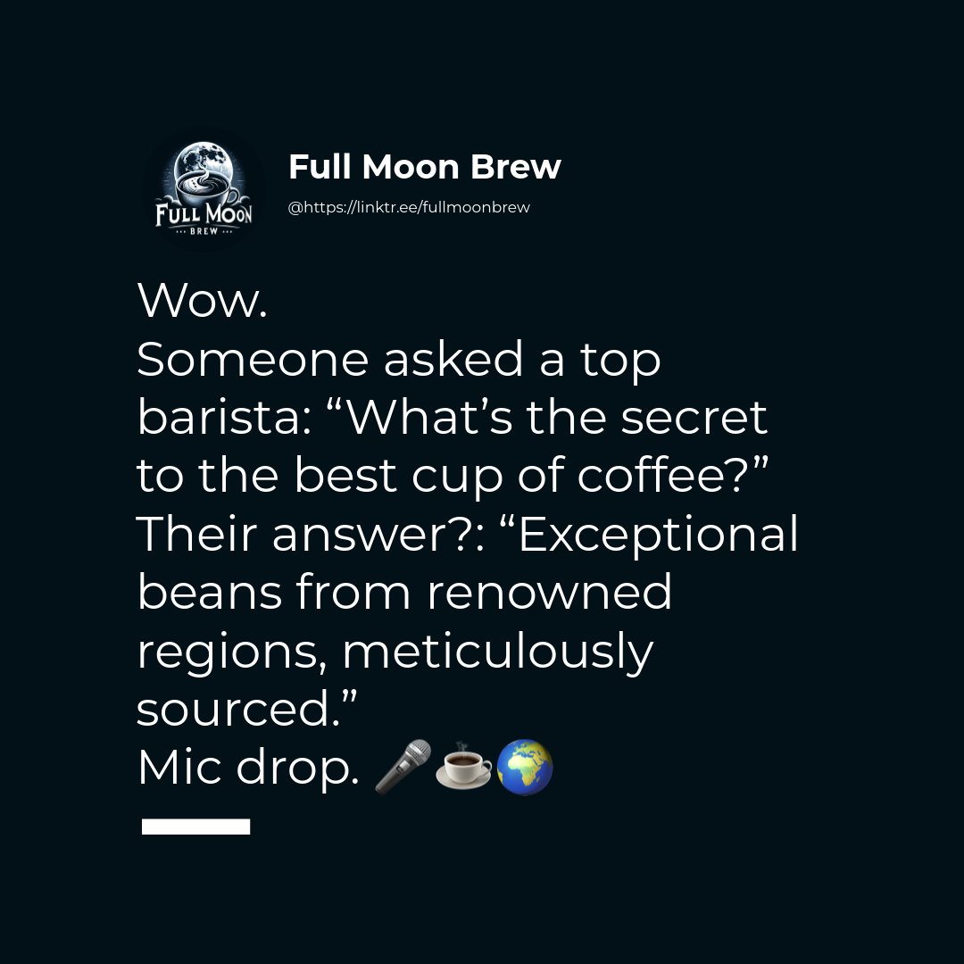 And that's exactly what we do at Full Moon Brew! 🌕✨ We travel the globe 🧳🌏 to bring you beans from the best coffee regions. We support LifeLine Service Dogs 🐕❤️ with every purchase! Visit our website: fullmoonbrew.net 🚀 #CoffeeLoversUnite #SupportLifeLineDogs