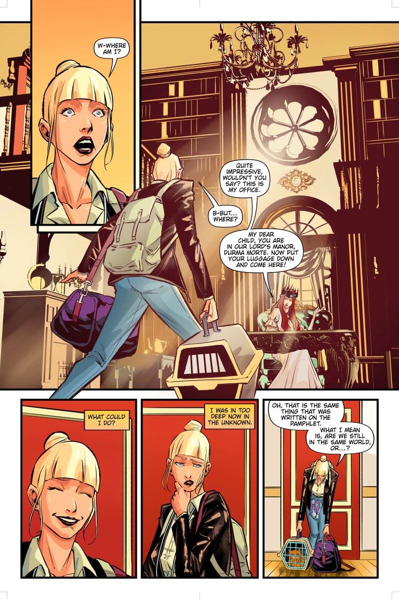 Crescentverse's tweet photo. CHP.1: The Interview-PG 37-39 Part 2 Please consider a retweet! Spread the word! Links: https://t.co/qG3240JOhm #crescentfire #maidchronicles #Comic #Clarity #Webcomic #Nithari #Madeline #art #voiceactors #indiecomics #demongirl #maid https://t.co/u3q8sDmM0l