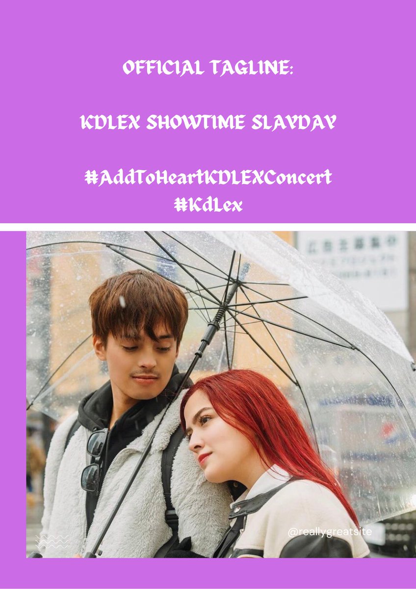 XPARTY STARTS NOW!

OFFICIAL TAGLINE:

KDLEX SHOWTIME SLAYDAY  

#AddToHeartKDLEXConcert
#KdLex

XP Reminders: 
- No numbers 
- Minimum of three words per tweet
- No emojis
- No all caps

Kindly drop the tag if you see this tweet. Thank you! 

REPLY | RETWEET | QRT