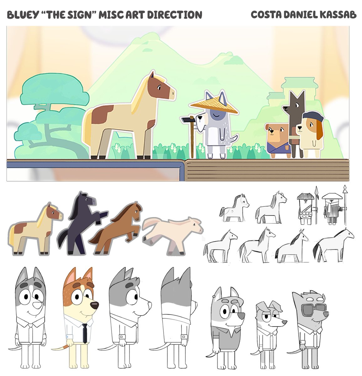 CosmicGl0w's tweet image. A selection of art I had time to personally create while leading the art direction team for #bluey's "The Sign".