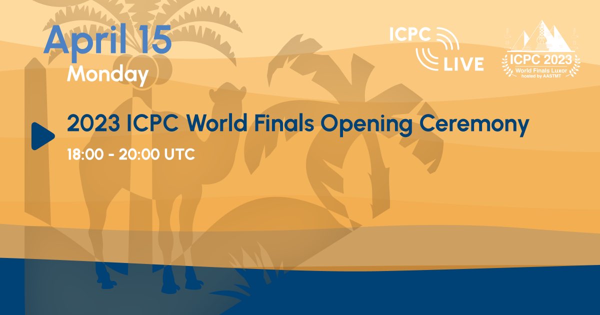 Today ICPCLive will be broadcasting the Opening Ceremony here at the #icpcwfluxor. Be sure to tune in for the live stream. At what Egyptian temple will the ceremony be held? 🤔